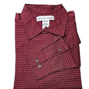 Irvine Park Mens LS Dress Shirt Sz M Burgandy Diamond/Dot Geometric 2017 NEW!